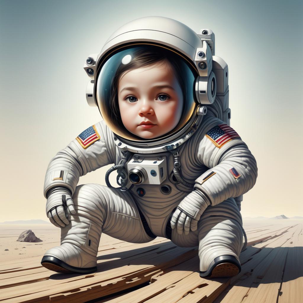 Surreal Ivia Astronaut with Deformed Features