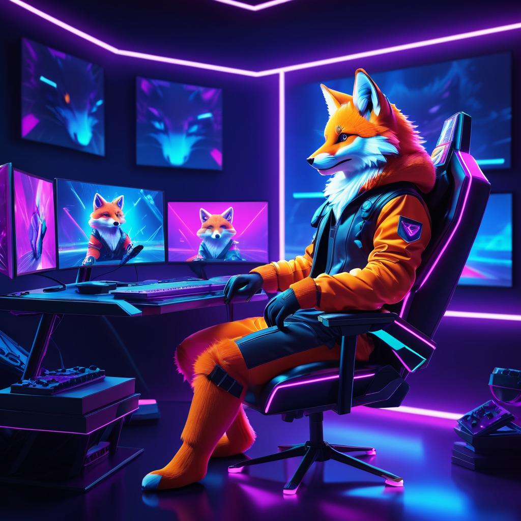 Majestic Fox Gaming in Neon Lights