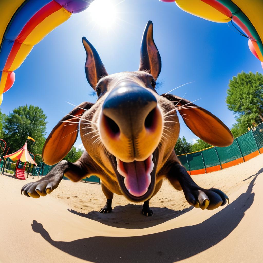 Goofy Aardvark in a Distorted Playground