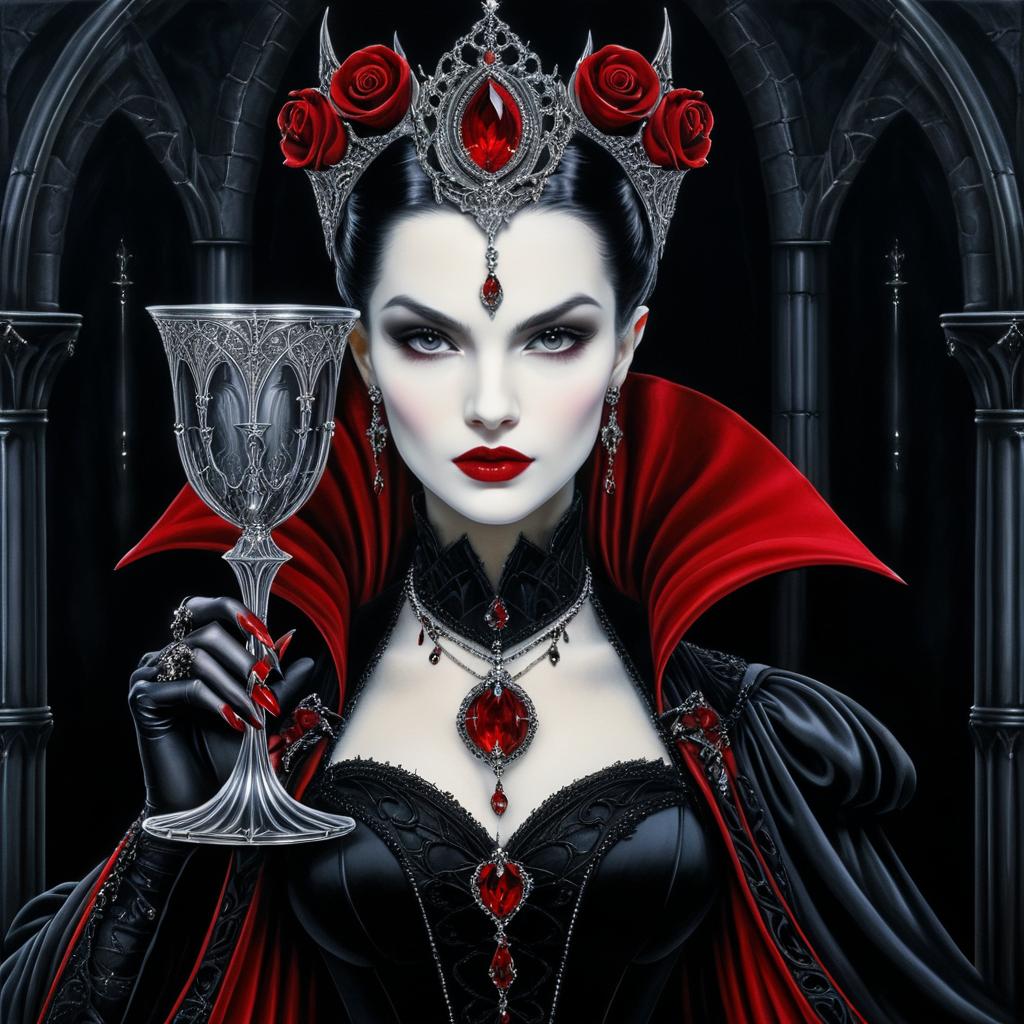 Elegant Vampire Countess Portrait in Gothic Style