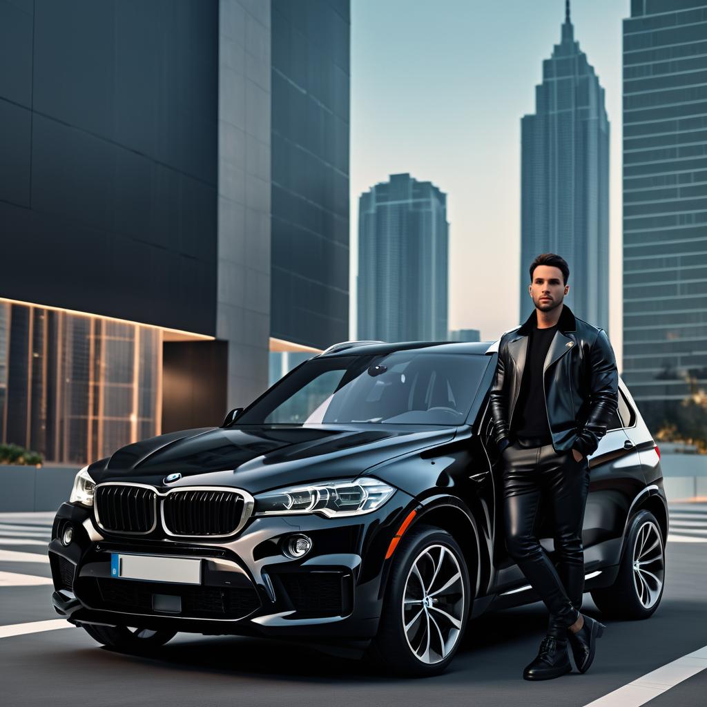 Stylish BMW X5 Against Urban Skyline