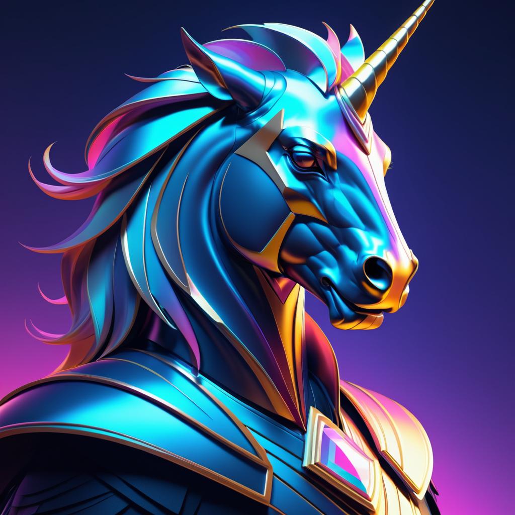 Elegant Retro Portrait of a Unicorn Creature