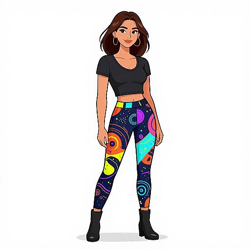 Smiling Woman in Sci-Fi Casual Outfit