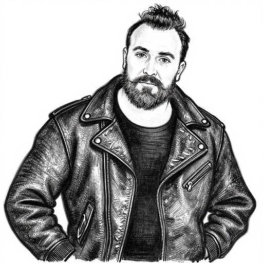 Post-Impressionism Bearded Biker Portrait