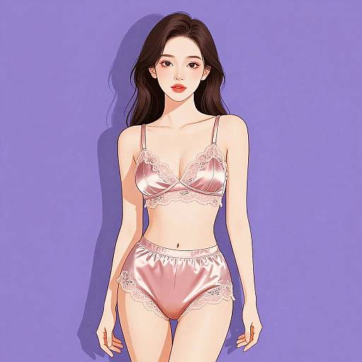 Elegant Woman in Satin Boudoir Set