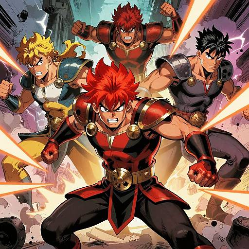 Heroic Red and Black Hair Warriors