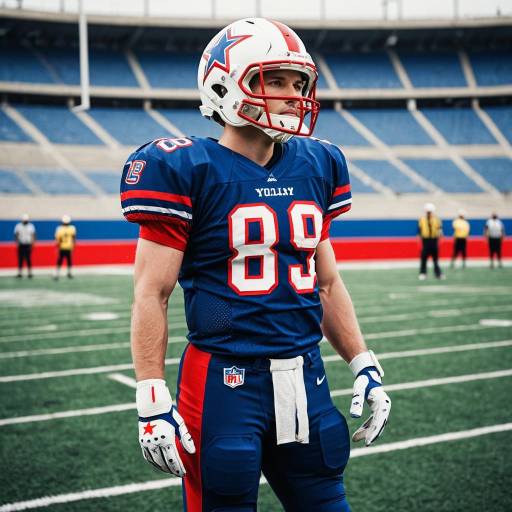 American Football Player in Blue and Red Uniform