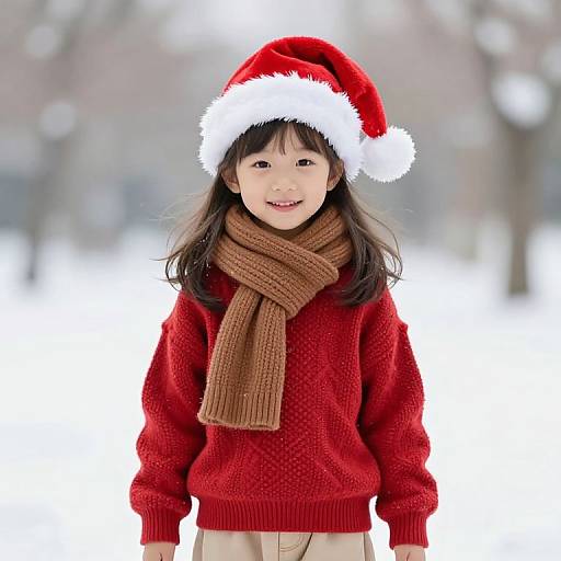 Cozy Festive Girl in Winter Scene