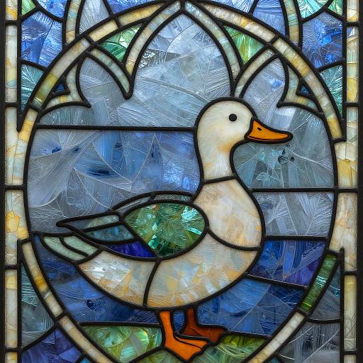 Gothic Stained Glass Duck Art