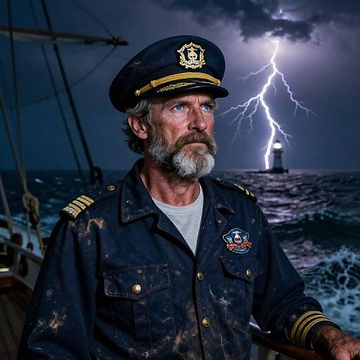 Seasoned Sea Captain Amidst Tempest