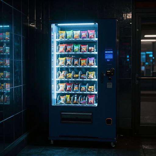 Cyberpunk Vending Machine with Emotional Snacks