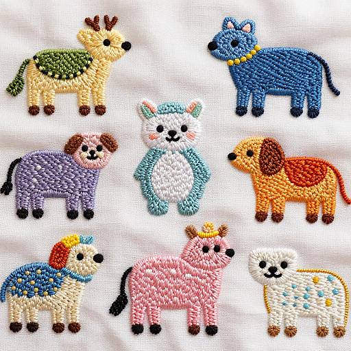 Whimsical Embroidered Animals Design