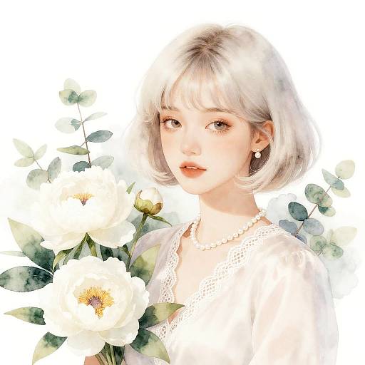 Delicate Watercolor Portrait of Elegance