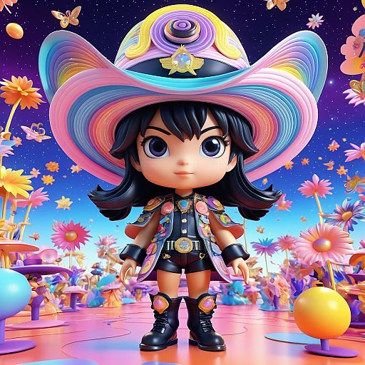 Chibi Space Pirate with Y2K Aesthetic Chibi Space Pirate with Y2K Aesthetic