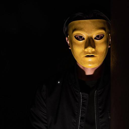 Mysterious Figure in Glowing Mask