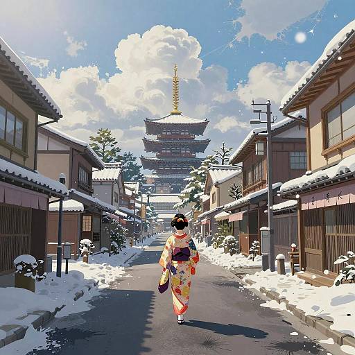 Stunning 8K Winter Scene with Geisha