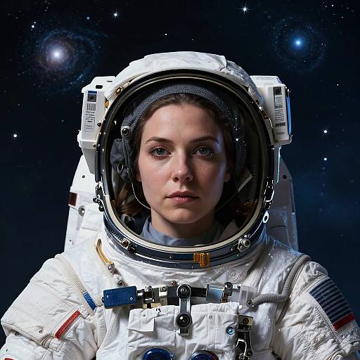 Portrait of Female Astronaut in Space