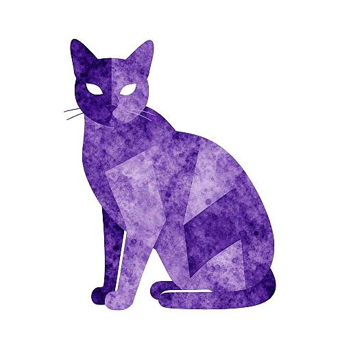 Elegant Minimalist Purple Cat Art