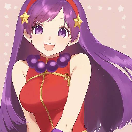 Illustration of Asamiya athena, the king of fighters in the style of Booota