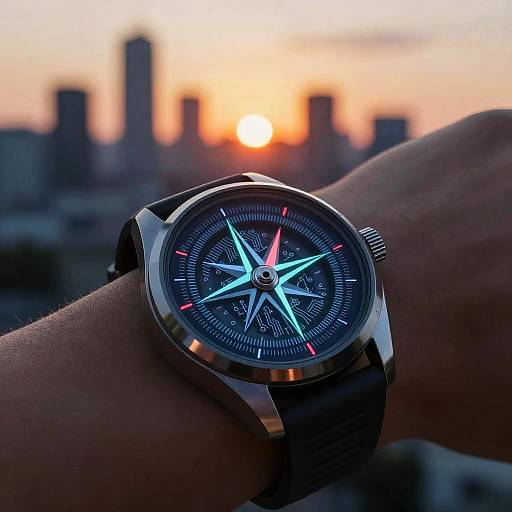 Futuristic Compass on High-Tech Wrist Device
