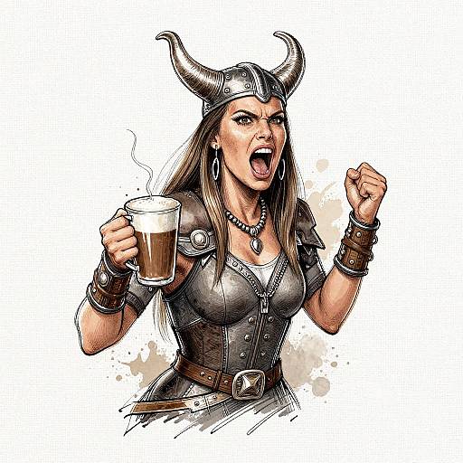 Defiant Viking Woman Ink Sketch