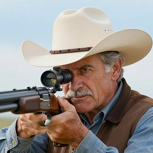 Intense Cowboy with Shotgun Close-Up