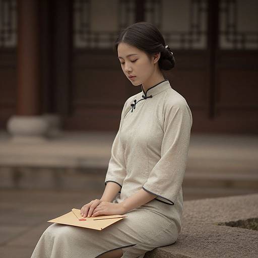 Timeless Elegance of Seated Woman