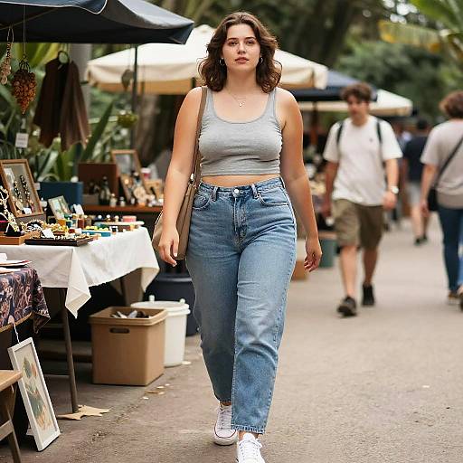 Lanky Woman in Casual Streetwear