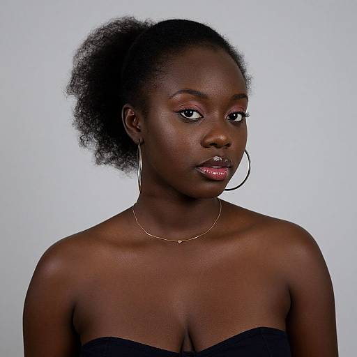 Realistic Dark-Skinned Woman Portrait