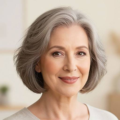 Vibrant Gray Bob for Older Women