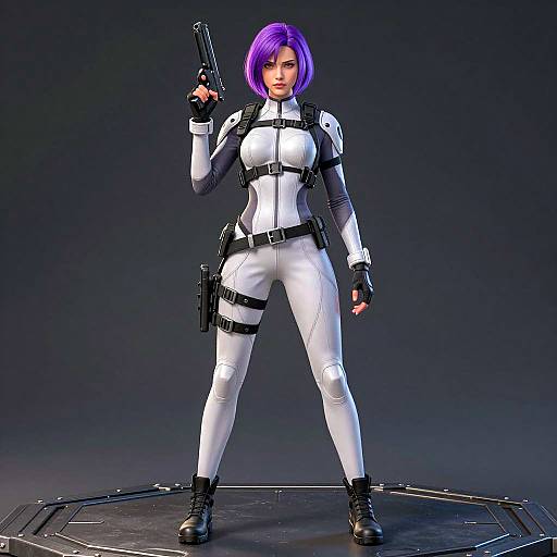 CGI Tactical Woman with Purple Hair