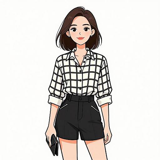 Casual Chic Woman in Windowpane Check