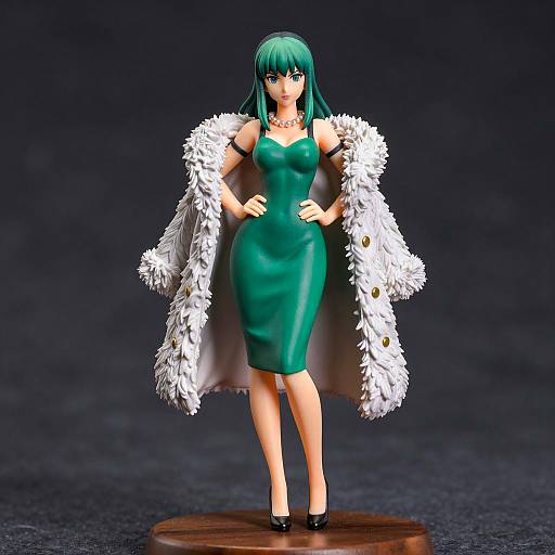 Elegant Anime Figurine with Green Hair