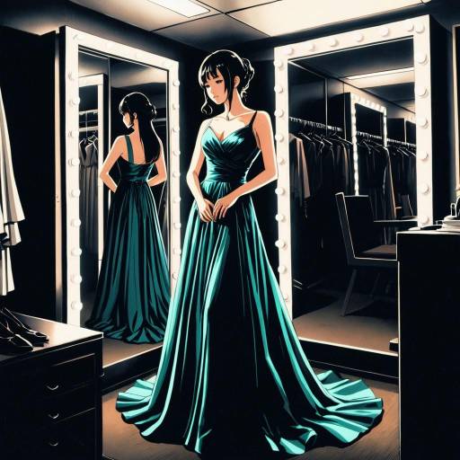 Anime Singer in Elegant Evening Gown Backstage