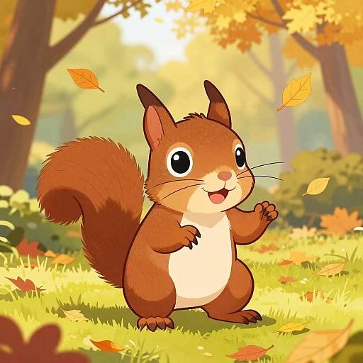 Charming Squirrel in Autumn Park