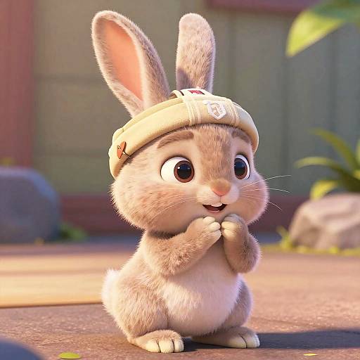 Pixar-Style Cute Flapper Baby Rabbit