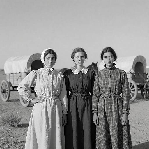 Three Women in a Desert Landscape
