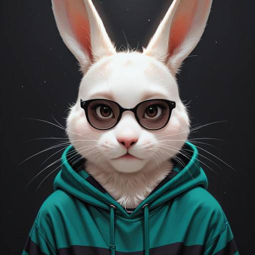 Realistic Rabbit Portrait in Stylish Attire