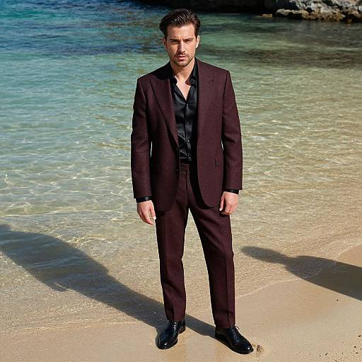 Sophisticated Man in Burgundy Tweed