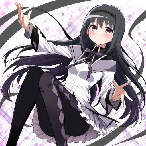 Illustration of Akemi homura (magical girl), mahou shoujo madoka magica in the style of Ya-man