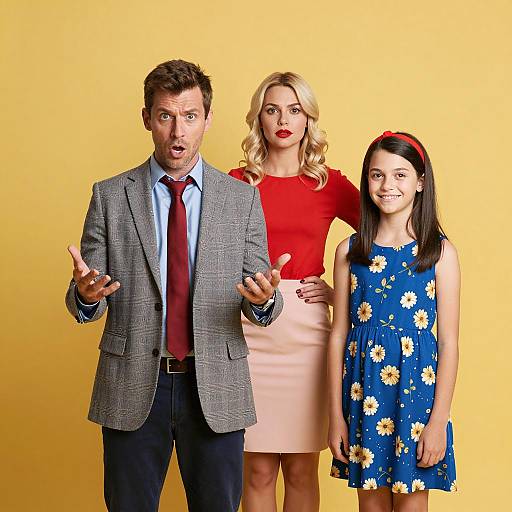 Three People Portrait with Contrasting Expressions