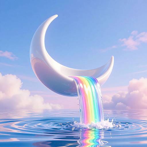 Surreal Crescent Bowl Rainbow Waterfall