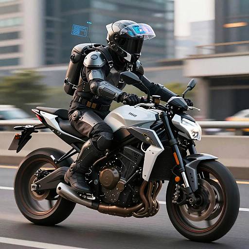 Futuristic Rider on High-Tech Motorcycle