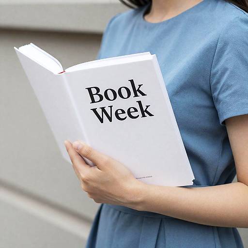 Photograph of a person in a blue shirt holding an open 