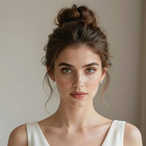 Portrait of Bride with Messy Bun Hairstyle