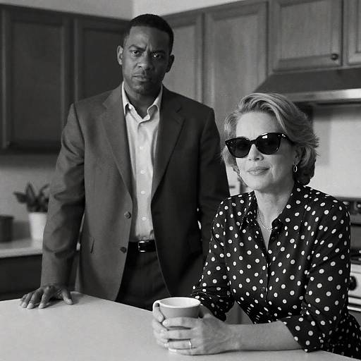 Stylish Couple in Black-and-White Kitchen