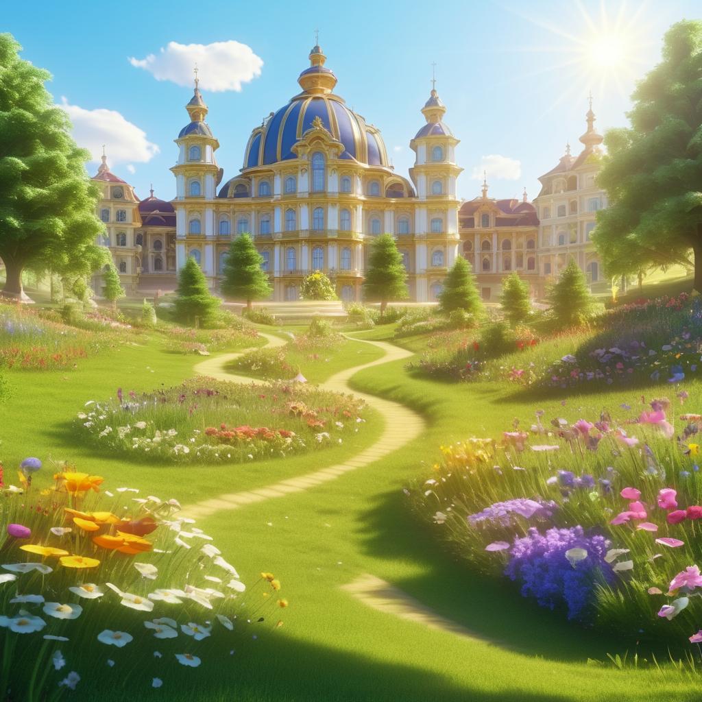 Whimsical Town Meadow with Baroque Charm