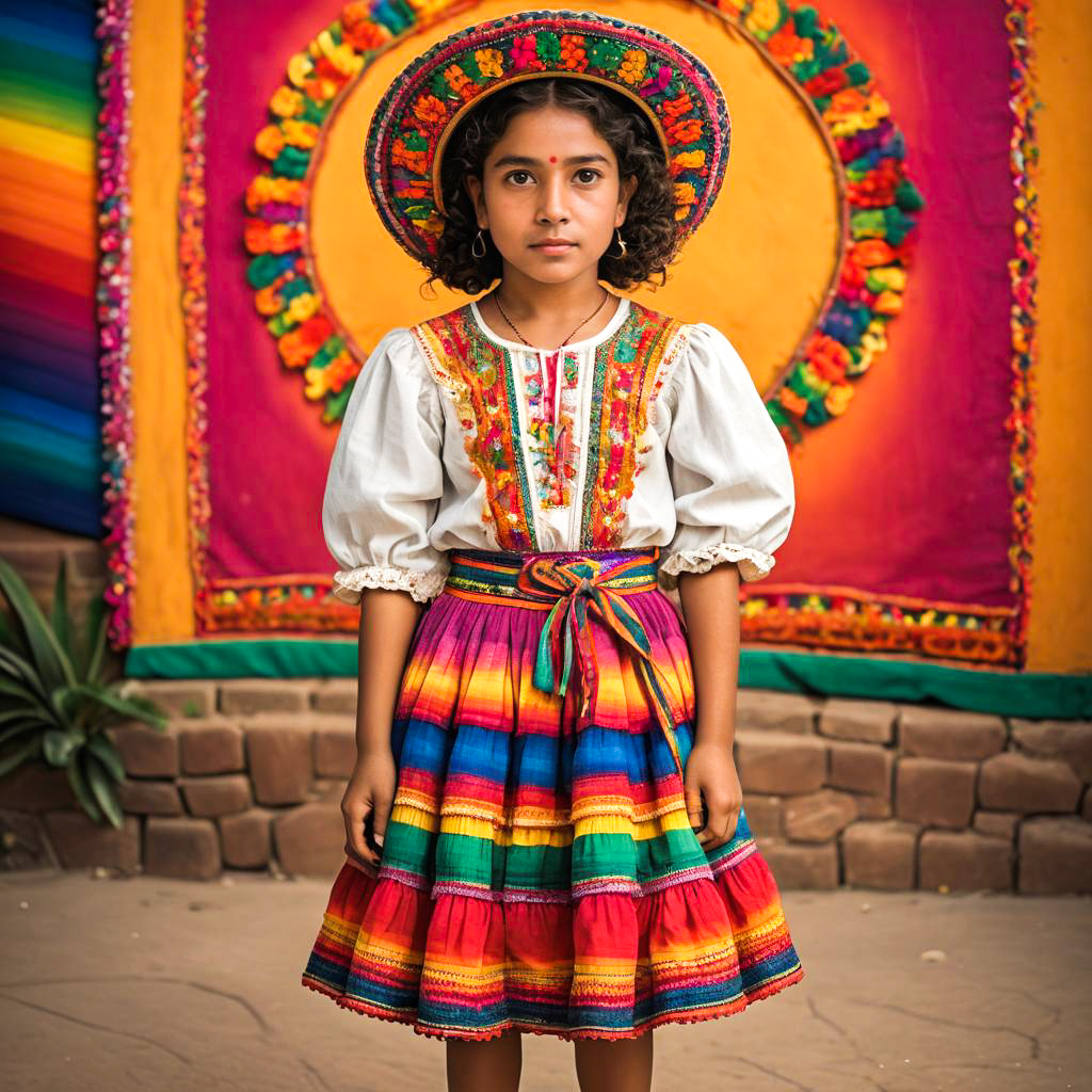 Vibrant Mexican Girl in Traditional Attire