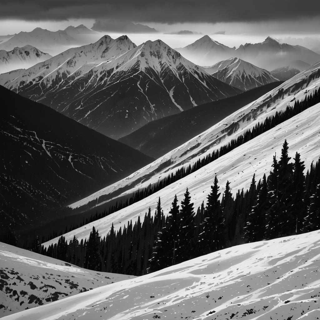 Monochrome Mountain Landscape Photography