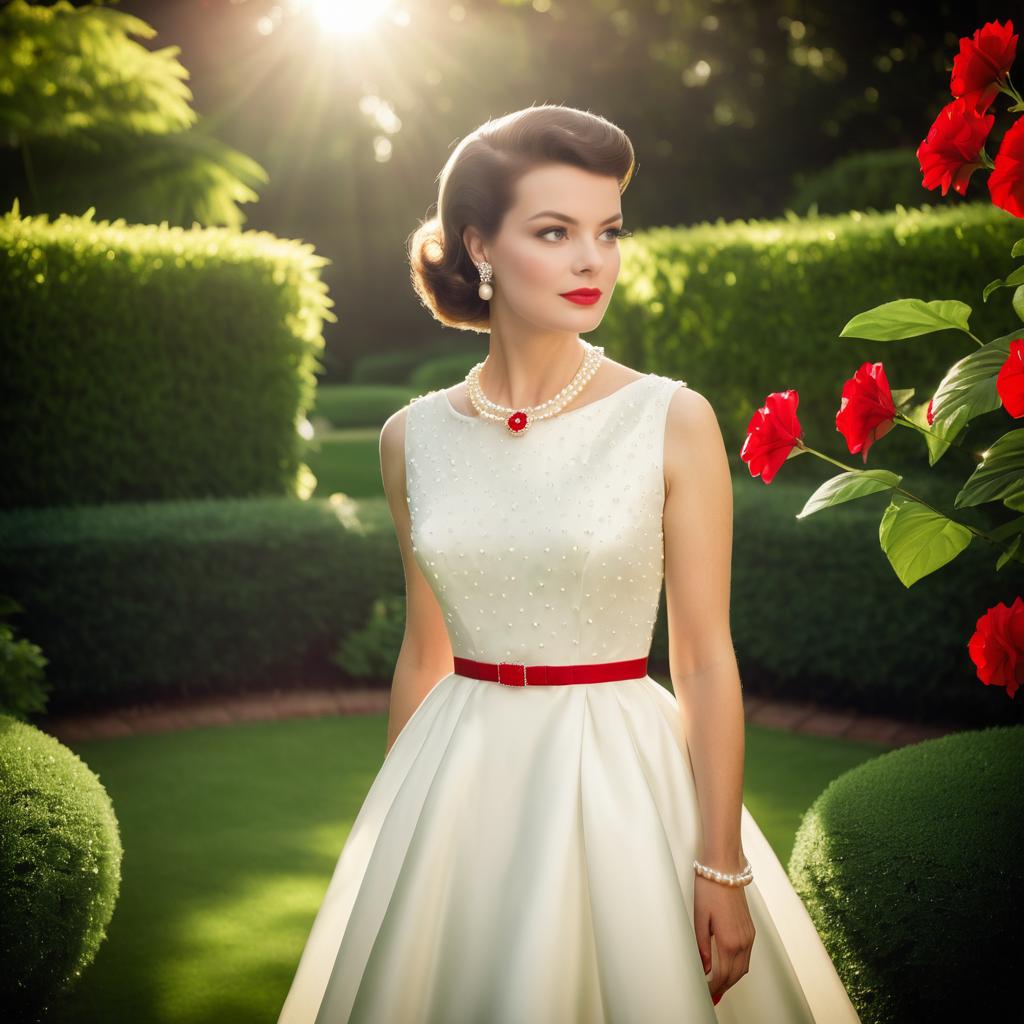 Charming Vintage Woman at Garden Party